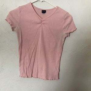 Cute Baby Pink Ribbed Tee